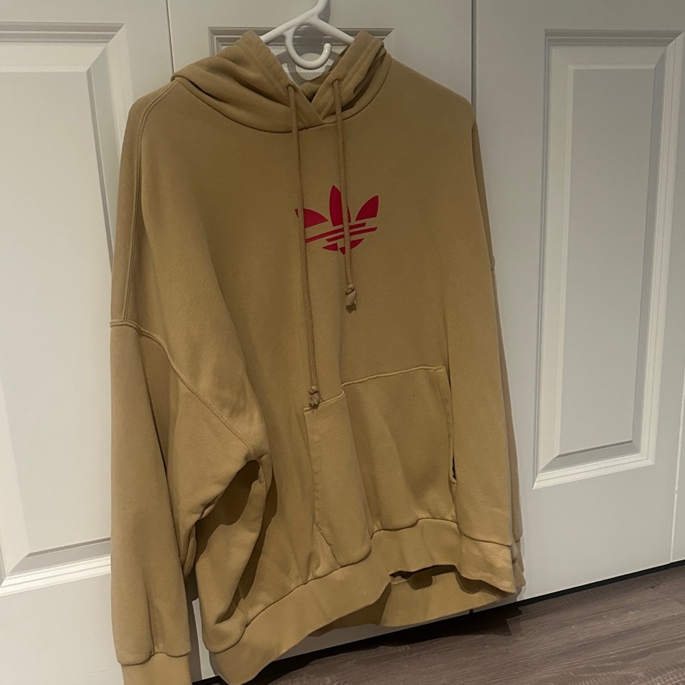Adidas Beige Hoodie with Red Emblem